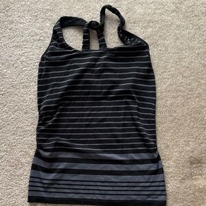 Patagonia Black and Gray Striped Tank Top